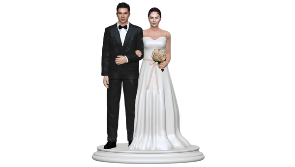 Wedding Cake Topper Figurine With Ribbon Waist