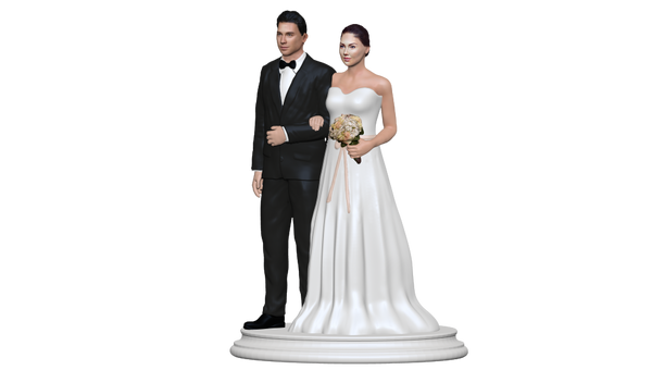 Wedding Cake Topper Figurine With Ribbon Waist
