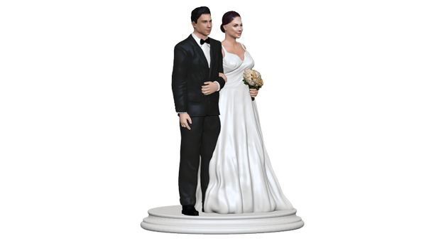 Wedding Cake Topper Figurine-White Stylish